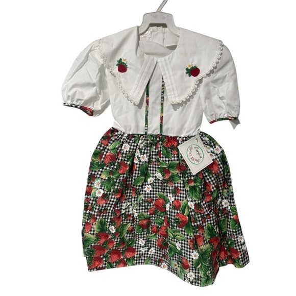 CARICIA Girls vintage strawberry print dress size various - Picture 1 of 9